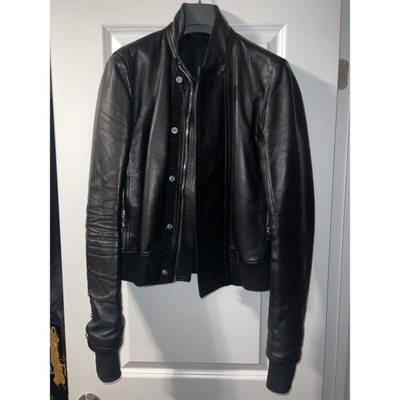 Rick Owens Calf Leather Cropped Bomber Jacket - Picture 6 of 9